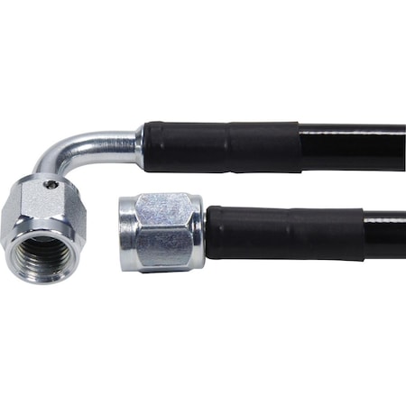 Vortex 32 in. 3 AN Straight Female to 3 AN 90 deg Female Vinyl Coated Brake Hose with Steel Ends, Black VO3076498